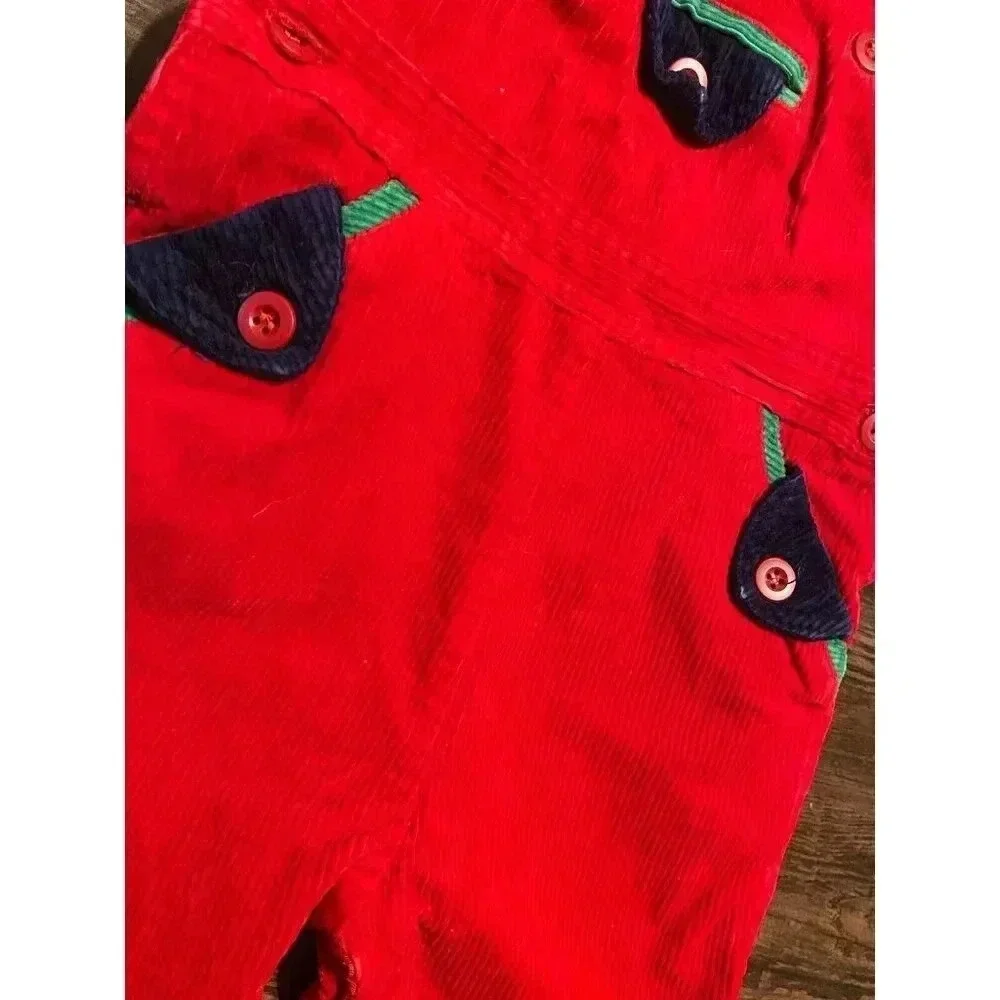 Vintage Popsicle Corduroy Overalls 24 months Red‎ - Picture 4 of 4